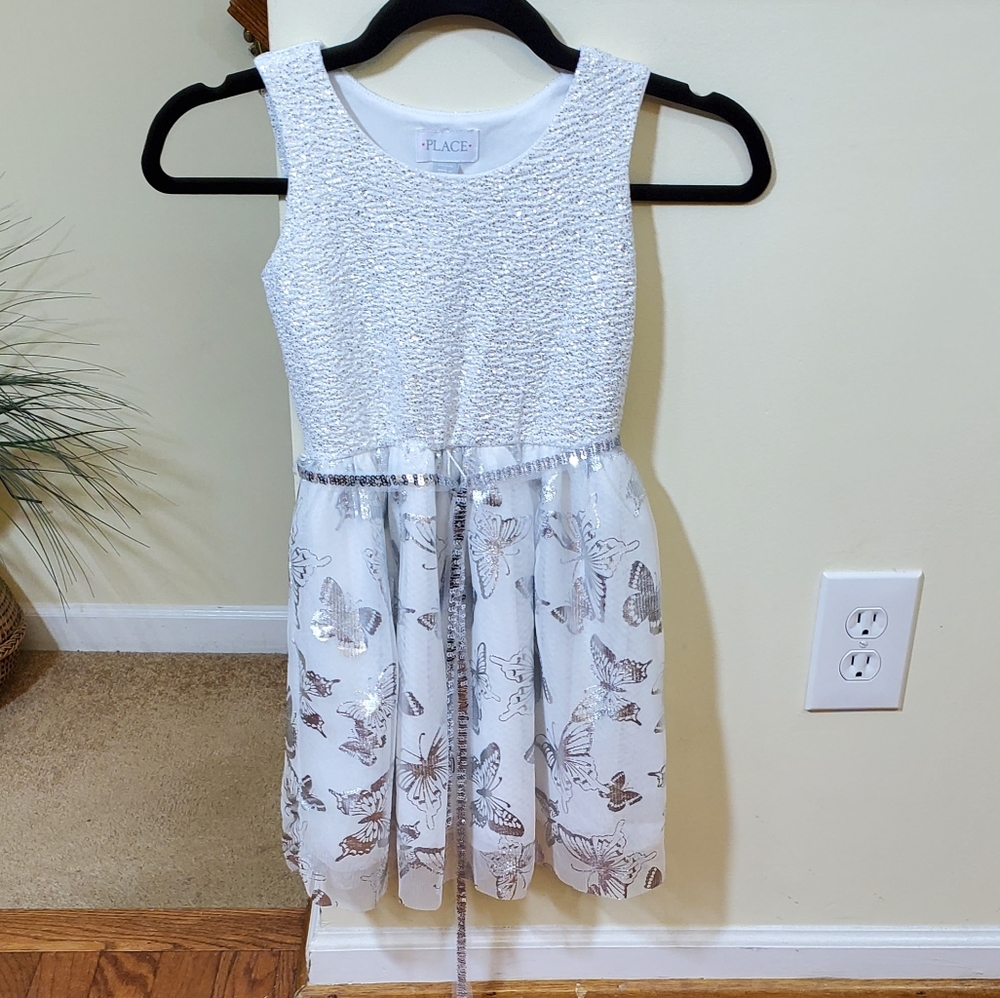 Children's Place White Metallic Girls Dress - Picture 2 of 6